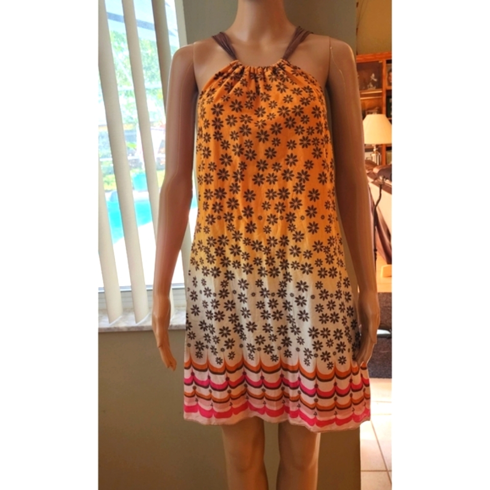 Max Studio Halter Style Sun Dress Multi-Colored Size M